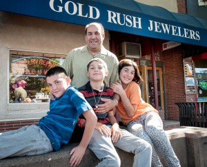 Family in front of Gold Rush Jewelers in Santa Rosa, CA