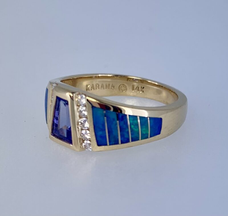 14k Opal inlay and Tanzanite ring - Image 3