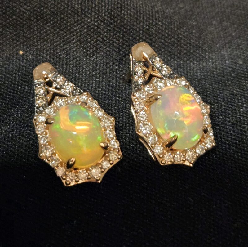 14k rose gold opal earrings