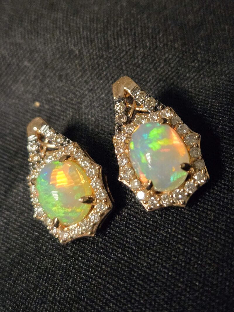 14k rose gold opal earrings - Image 2