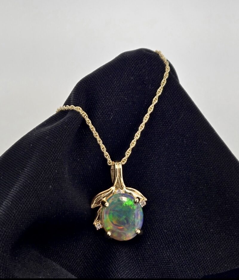 14k Opal Fancy Necklace with Diamonds