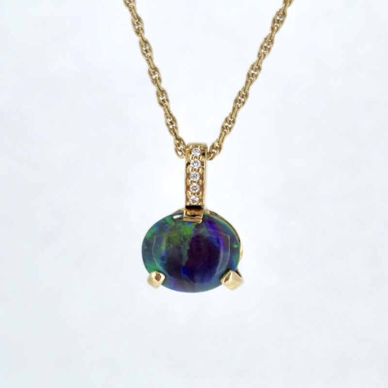 Opal Necklace featuring Diamond Bail