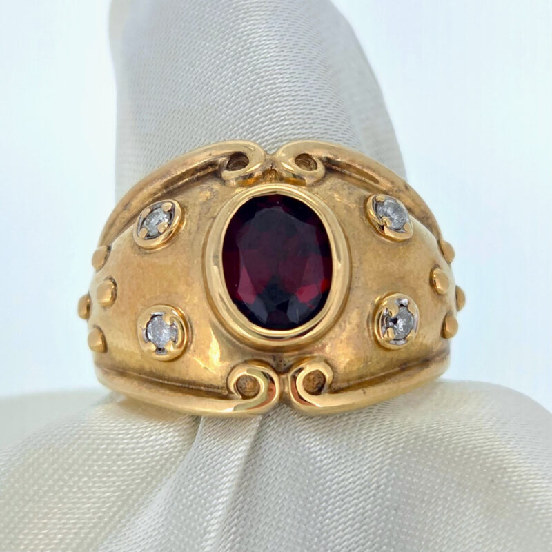 14k yellow gold garnet chunky ring